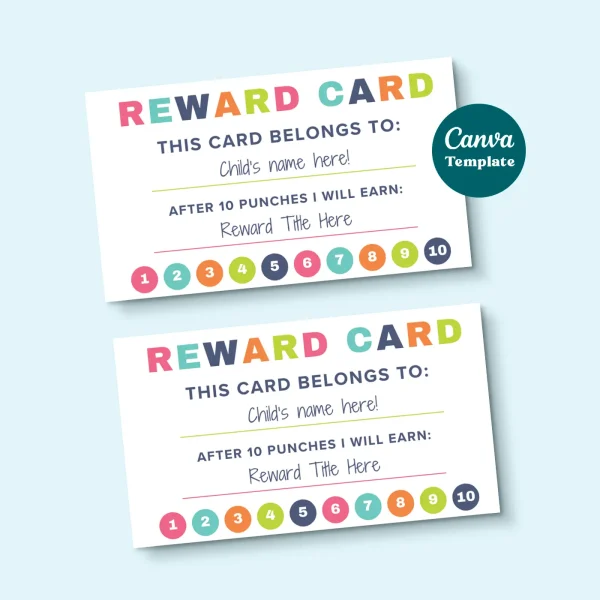 Reward Card Store Preview Printable Reward punch cards canva template