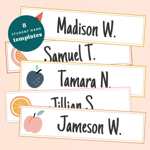 Berry Class Bundle square 5 Berry classroom decor bundle - name labels.