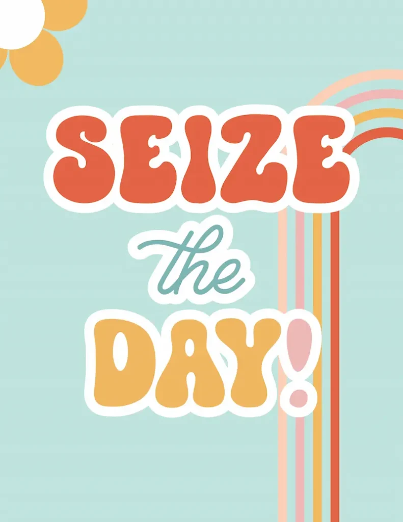 Groovy classroom decor poster seize the day