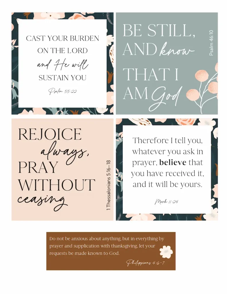 Scripture for printable prayer board.
