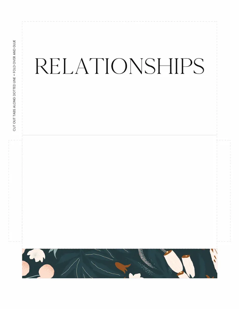 Relationships envelope for printable prayer board.