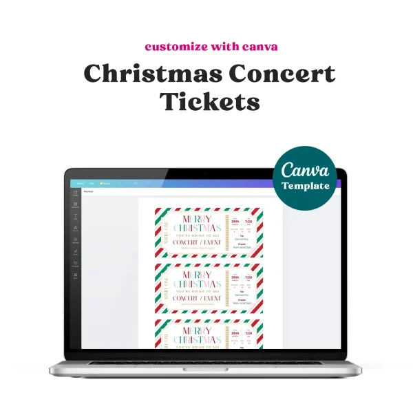 Editable Christmas concert tickets template with Canva.